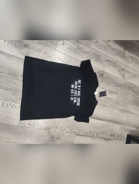 Black Short Sleeve Graphic Tee with White Text